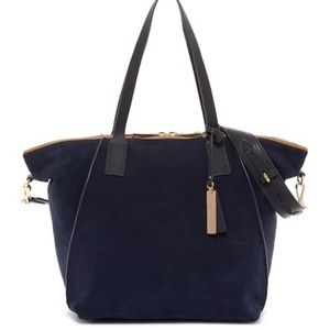 Navy Vince Camuto Alcia Suede & Leather Tote